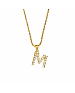 Fashion Plating Zircon Stainless Steel Necklaces Letter Stainless Steel Pendant Necklace 