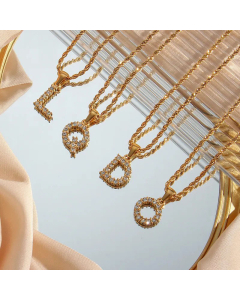 Fashion Plating Zircon Stainless Steel Necklaces Letter Stainless Steel Pendant Necklace 