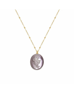 Fashion Flower Titanium Steel Necklace Oval Inlaid Shell Stainless Steel Necklaces