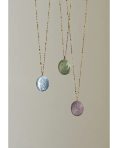 Fashion Flower Titanium Steel Necklace Oval Inlaid Shell Stainless Steel Necklaces