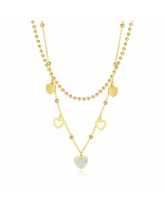 Fashion Heart Shape Stainless Steel Necklace Layered Plating Stainless Steel Necklaces