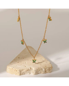 Fashion Butterfly Stainless Steel Necklace Gold Plated Zircon Stainless Steel Necklaces