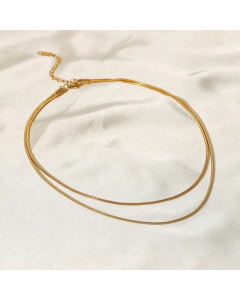 Fashion Double Layer Snake Chain Gold Plated Stainless Steel Necklaces