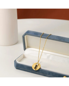 Retro Round Eye Stainless Steel Pendant Necklace Metal Natural Stone Stainless Steel Necklaces
