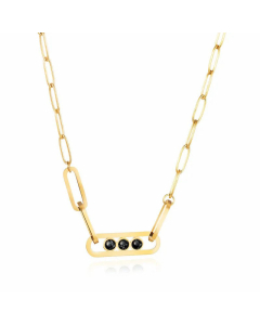 Simple Style Plating Natural Stone Stainless Steel Necklaces Geometric Stainless Steel Necklace