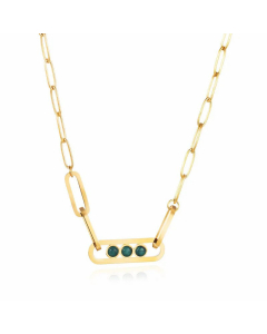 Simple Style Plating Natural Stone Stainless Steel Necklaces Geometric Stainless Steel Necklace