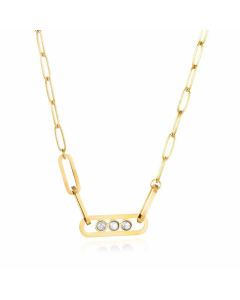 Simple Style Plating Natural Stone Stainless Steel Necklaces Geometric Stainless Steel Necklace
