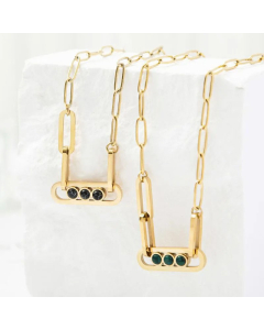 Simple Style Plating Natural Stone Stainless Steel Necklaces Geometric Stainless Steel Necklace