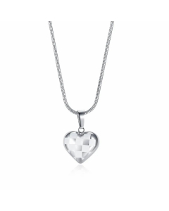 Fashion Plating Stainless Steel Necklaces Plaid Heart Shape Pendent Stainless Steel Titanium Steel