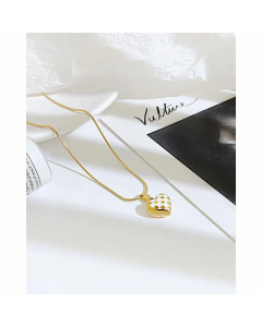 Fashion Plating Stainless Steel Necklaces Plaid Heart Shape Pendent Stainless Steel Titanium Steel