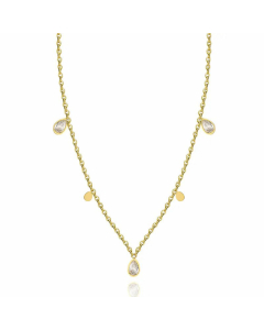 Fashion Plating Zircon Stainless Steel Necklaces Water Droplets Stainless Steel Necklace 