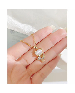 Fashion Plating Zircon Stainless Steel Necklaces Fox Stainless Steel Copper Pendant Necklace 