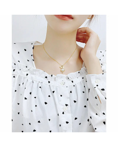 Korean Style Plating Zircon Stainless Steel Necklaces Rabbit Stainless Steel Pendant Necklace 
