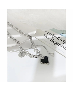 Hip-Hop Layered Necklaces Plating Stainless Steel Necklaces Heart Shape Stainless Steel Titanium Steel 