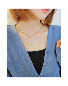 Fashion Heart Shape Stainless Steel Titanium Steel Pendant Necklace Pearl Plating Stainless Steel Necklaces