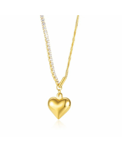 Fashion Plating Zircon Stainless Steel Necklaces Heart Shape Stainless Steel Titanium Steel Pendant Necklace 