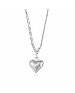 Fashion Plating Zircon Stainless Steel Necklaces Heart Shape Stainless Steel Titanium Steel Pendant Necklace 