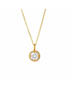 Retro Plating Zircon Stainless Steel Necklaces Geometric Stainless Steel Pendant Necklace 