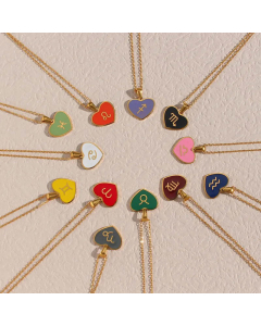 Fashion Fine Plating Finish Constellation Heart-Shaped Stainless Steel Necklace 