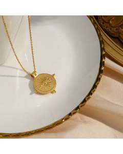 Fashion Plating Stainless Steel Necklaces Round Sun Stainless Steel Pendant Necklace 