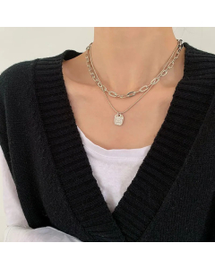 Fashion Irregular Letter Titanium Steel Layered Necklaces Stainless Steel Necklaces