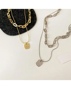 Fashion Irregular Letter Titanium Steel Layered Necklaces Stainless Steel Necklaces