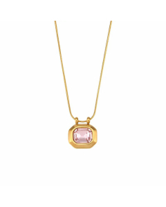 Vintage Style Plating Zircon Stainless Steel Necklaces Square Stainless Steel Pendant Necklace 