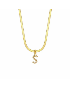 Lady Plating Artificial Pearls Stainless Steel Necklaces Letter Stainless Steel Necklace 