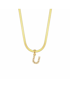 Lady Plating Artificial Pearls Stainless Steel Necklaces Letter Stainless Steel Necklace 