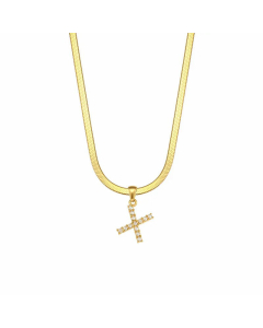 Lady Plating Artificial Pearls Stainless Steel Necklaces Letter Stainless Steel Necklace 