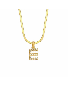 Lady Plating Zircon Stainless Steel Necklaces Letter Stainless Steel Necklace 