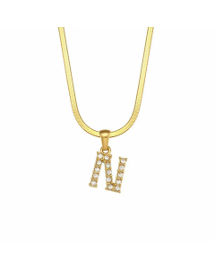 Lady Plating Zircon Stainless Steel Necklaces Letter Stainless Steel Necklace 