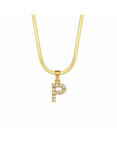 Lady Plating Zircon Stainless Steel Necklaces Letter Stainless Steel Necklace 