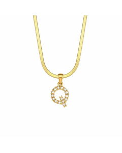 Lady Plating Zircon Stainless Steel Necklaces Letter Stainless Steel Necklace 