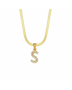 Lady Plating Zircon Stainless Steel Necklaces Letter Stainless Steel Necklace 