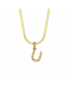 Lady Plating Zircon Stainless Steel Necklaces Letter Stainless Steel Necklace 