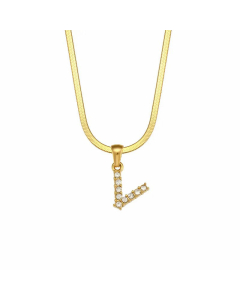 Lady Plating Zircon Stainless Steel Necklaces Letter Stainless Steel Necklace 