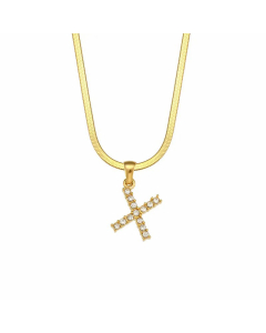 Lady Plating Zircon Stainless Steel Necklaces Letter Stainless Steel Necklace 