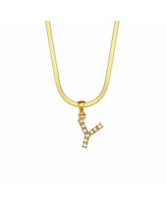 Lady Plating Zircon Stainless Steel Necklaces Letter Stainless Steel Necklace 