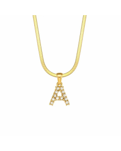 Lady Plating Zircon Stainless Steel Necklaces Letter Stainless Steel Necklace 