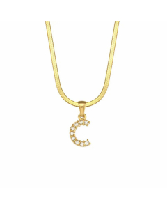 Lady Plating Zircon Stainless Steel Necklaces Letter Stainless Steel Necklace 
