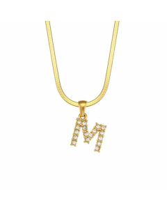 Lady Plating Zircon Stainless Steel Necklaces Letter Stainless Steel Necklace 