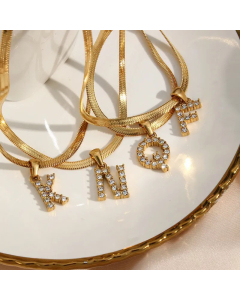 Lady Plating Zircon Stainless Steel Necklaces Letter Stainless Steel Necklace 