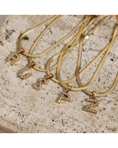 Lady Plating Zircon Stainless Steel Necklaces Letter Stainless Steel Necklace 