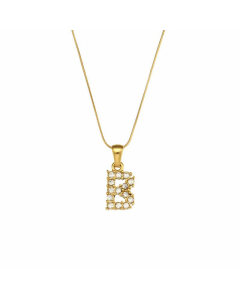 Lady Plating Stainless Steel Necklaces Letter With Zircon Stainless Steel Necklace 