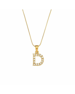 Lady Plating Stainless Steel Necklaces Letter With Zircon Stainless Steel Necklace 