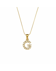 Lady Plating Stainless Steel Necklaces Letter With Zircon Stainless Steel Necklace 