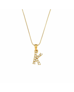 Lady Plating Stainless Steel Necklaces Letter With Zircon Stainless Steel Necklace 