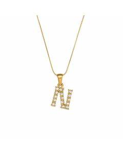 Lady Plating Stainless Steel Necklaces Letter With Zircon Stainless Steel Necklace 