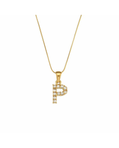 Lady Plating Stainless Steel Necklaces Letter With Zircon Stainless Steel Necklace 